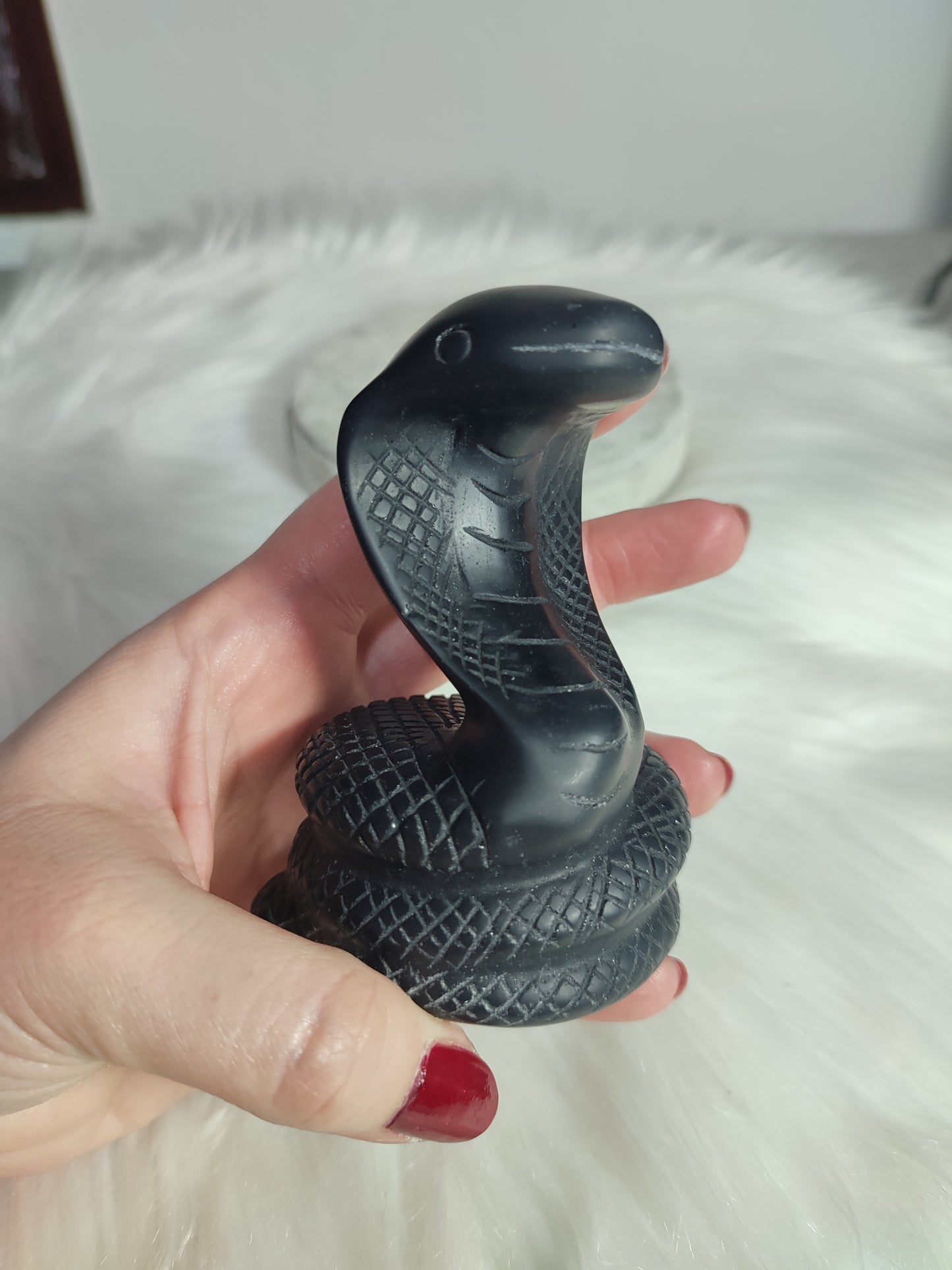 Cobra tallada en obsidiana negra 309 gramos