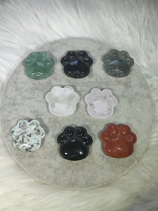 Huella Gato/Perro tallada en diferentes minerales