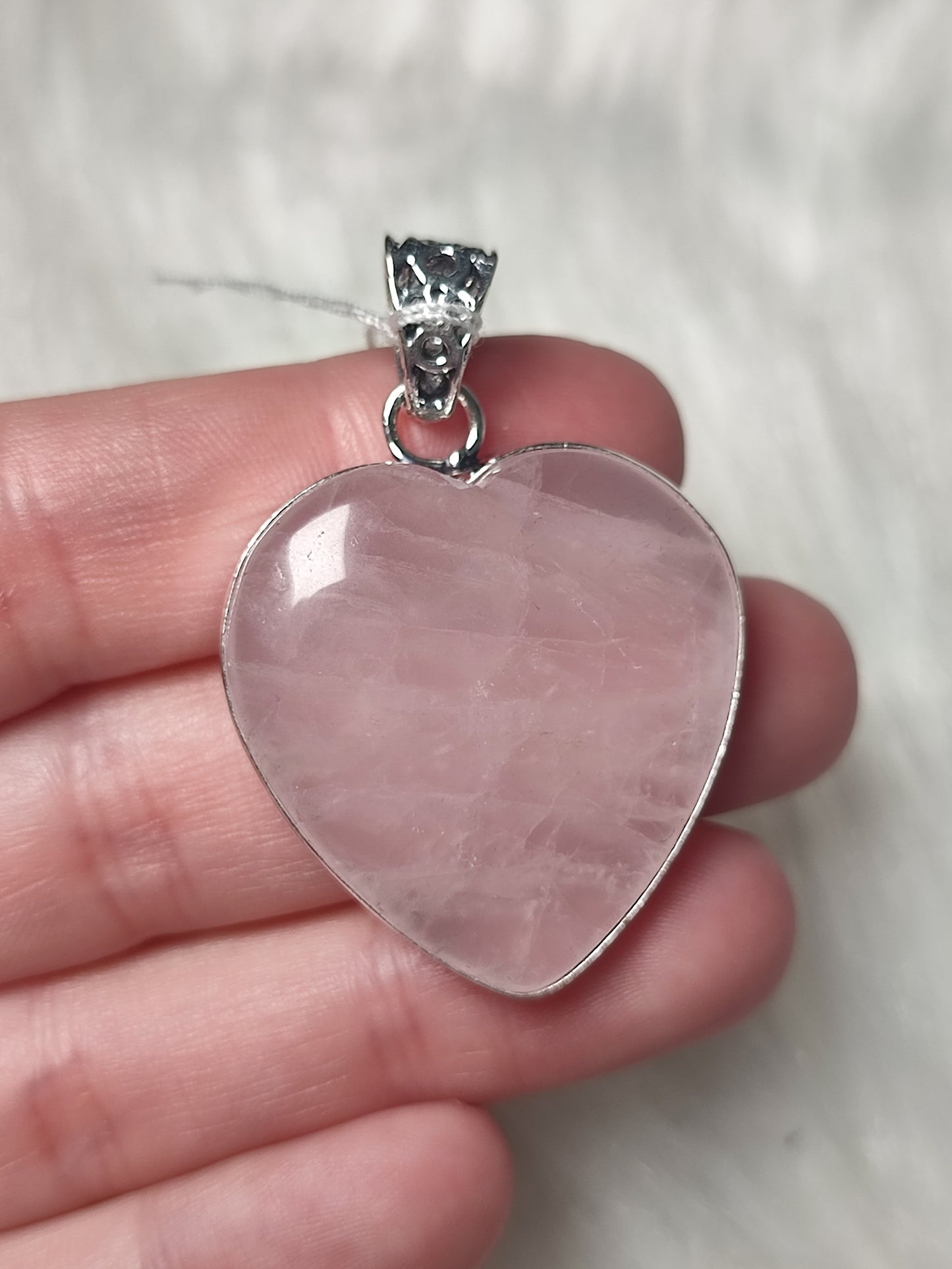 Colgante baño de plata con cuarzo rosa 2 - Corazón