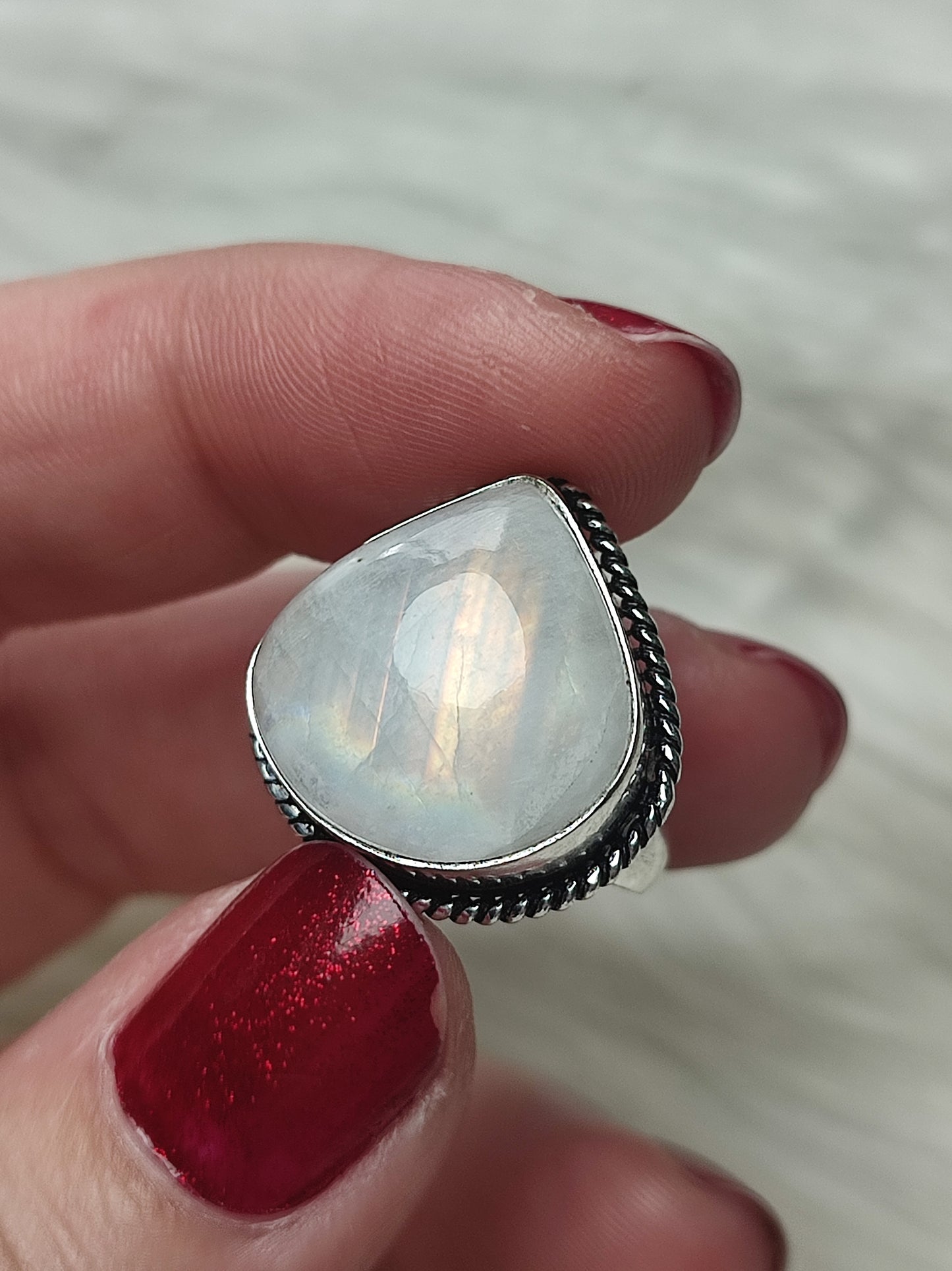 Anillo baño de plata con piedra luna - Ajustable 192