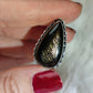 Anillo baño de plata con obsidiana dorada  - Ajustable 176