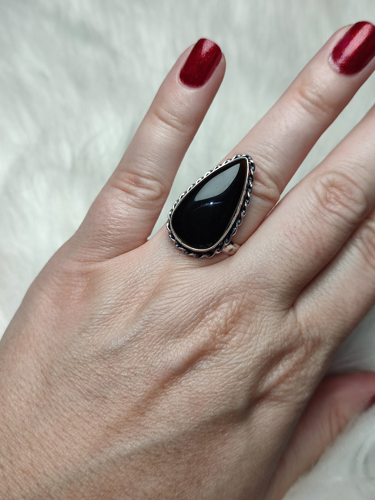 Anillo baño de plata con obsidiana dorada  - Ajustable 176