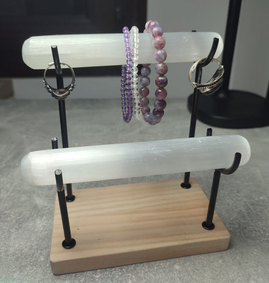 Soporte De Selenita Para Pulseras y anillos