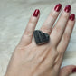 Anillo baño de plata con turmalina negra