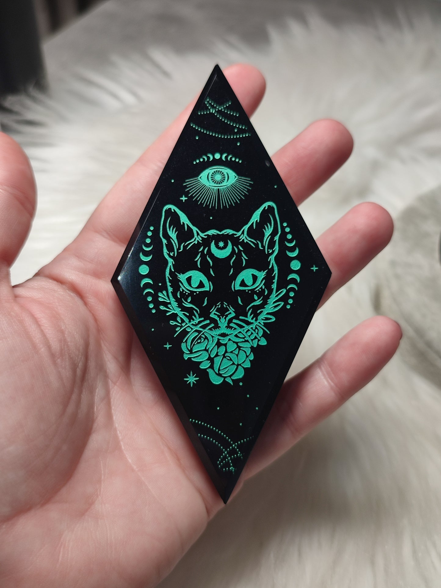 Diamante de Obsidiana - Gato Sphynx