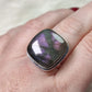 Anillo baño de plata con labradorita morada - Ajustable 7