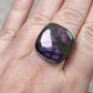 Anillo baño de plata con labradorita morada - Ajustable 7