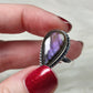 Anillo baño de plata con labradorita morada - Ajustable 9