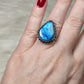 Anillo baño de plata con labradorita azul - Ajustable 205