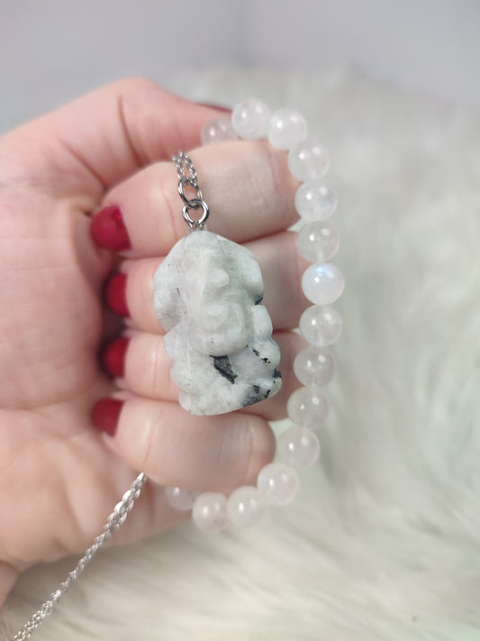 Conjunto piedra luna Ganesha