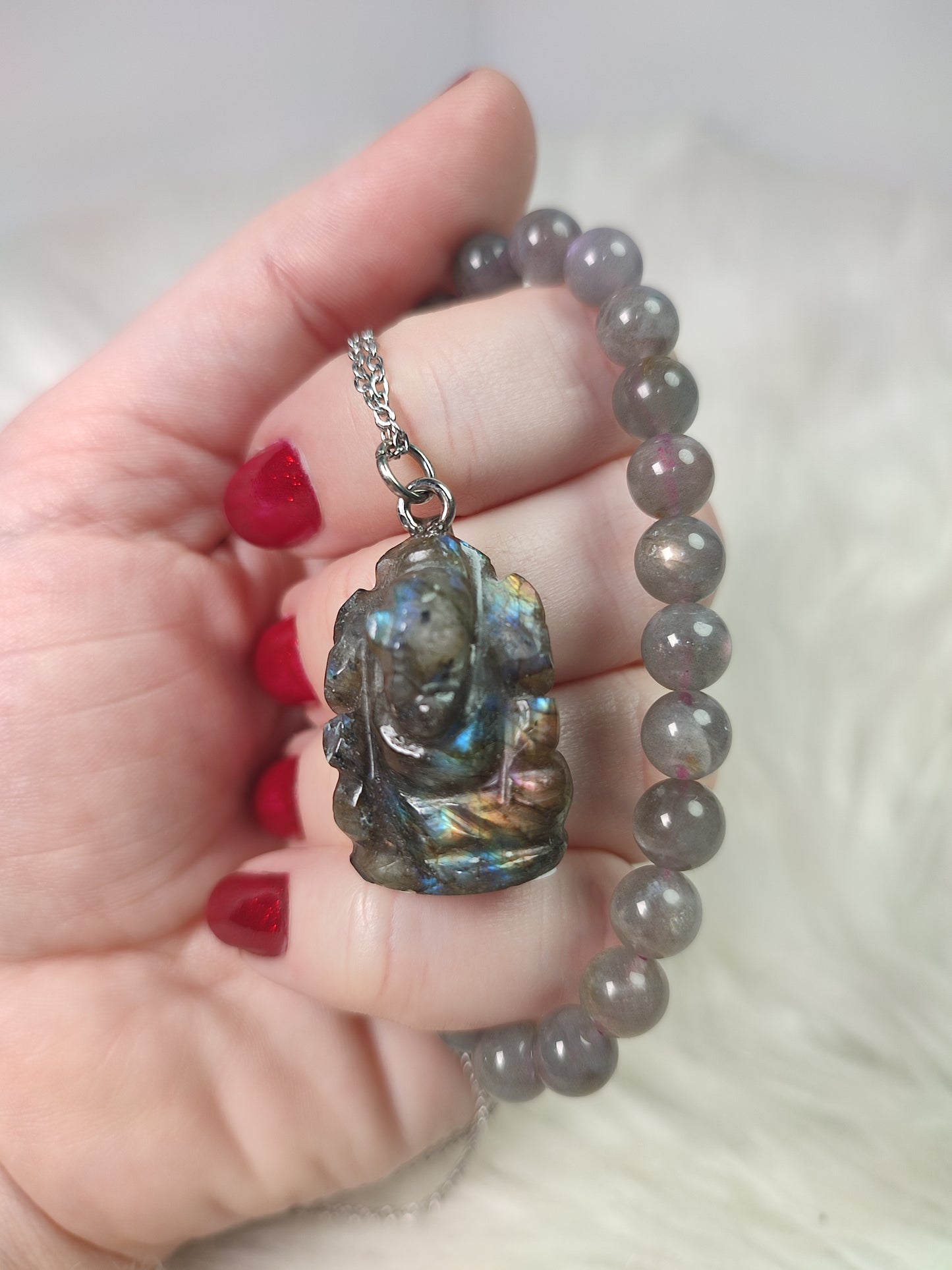 Conjunto Labradorita Ganesha