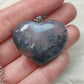 Colgante corazon en acero con ágata musgo n° 260