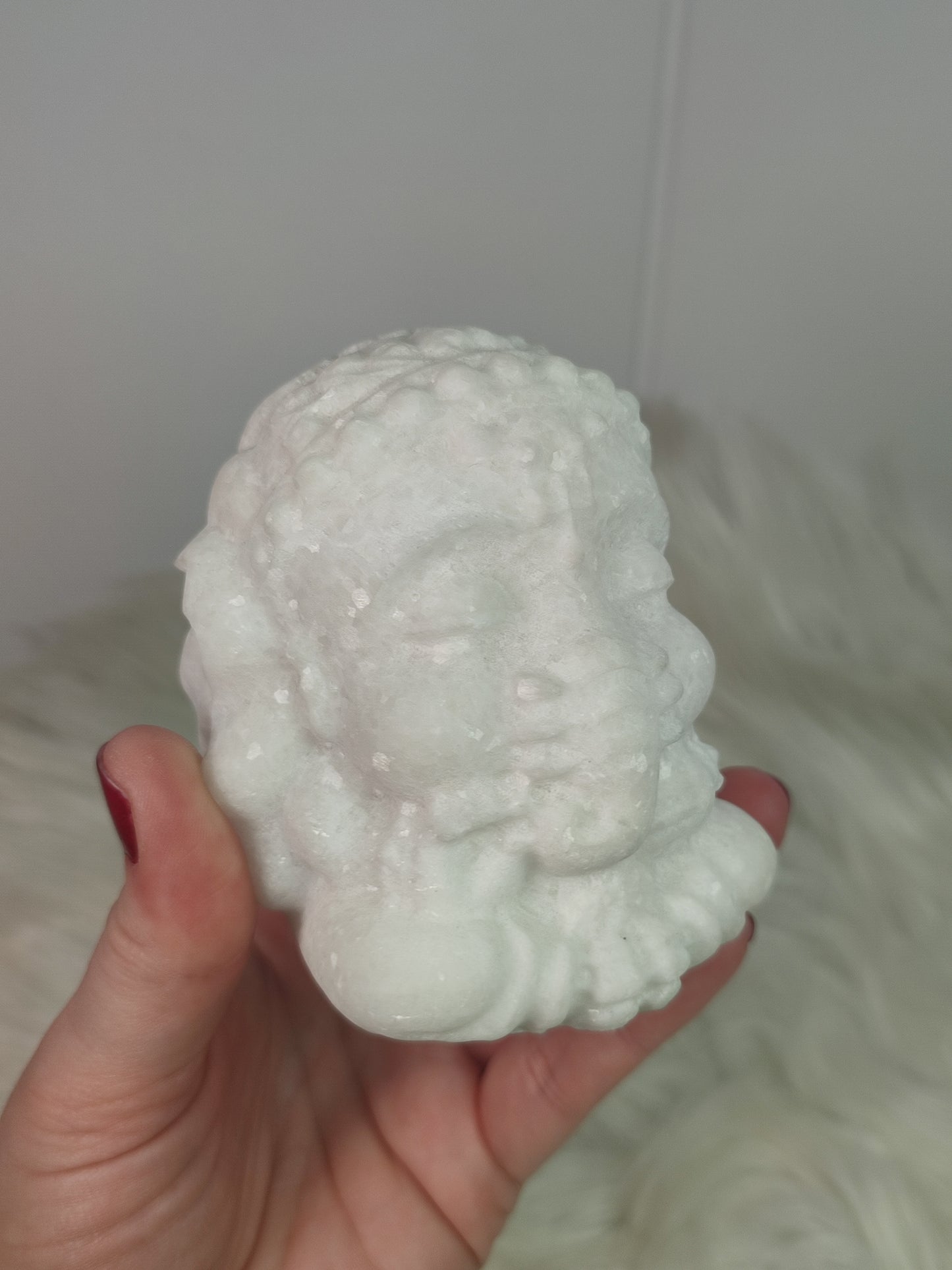 Ganesha tallada en jade blanco 747 gramos
