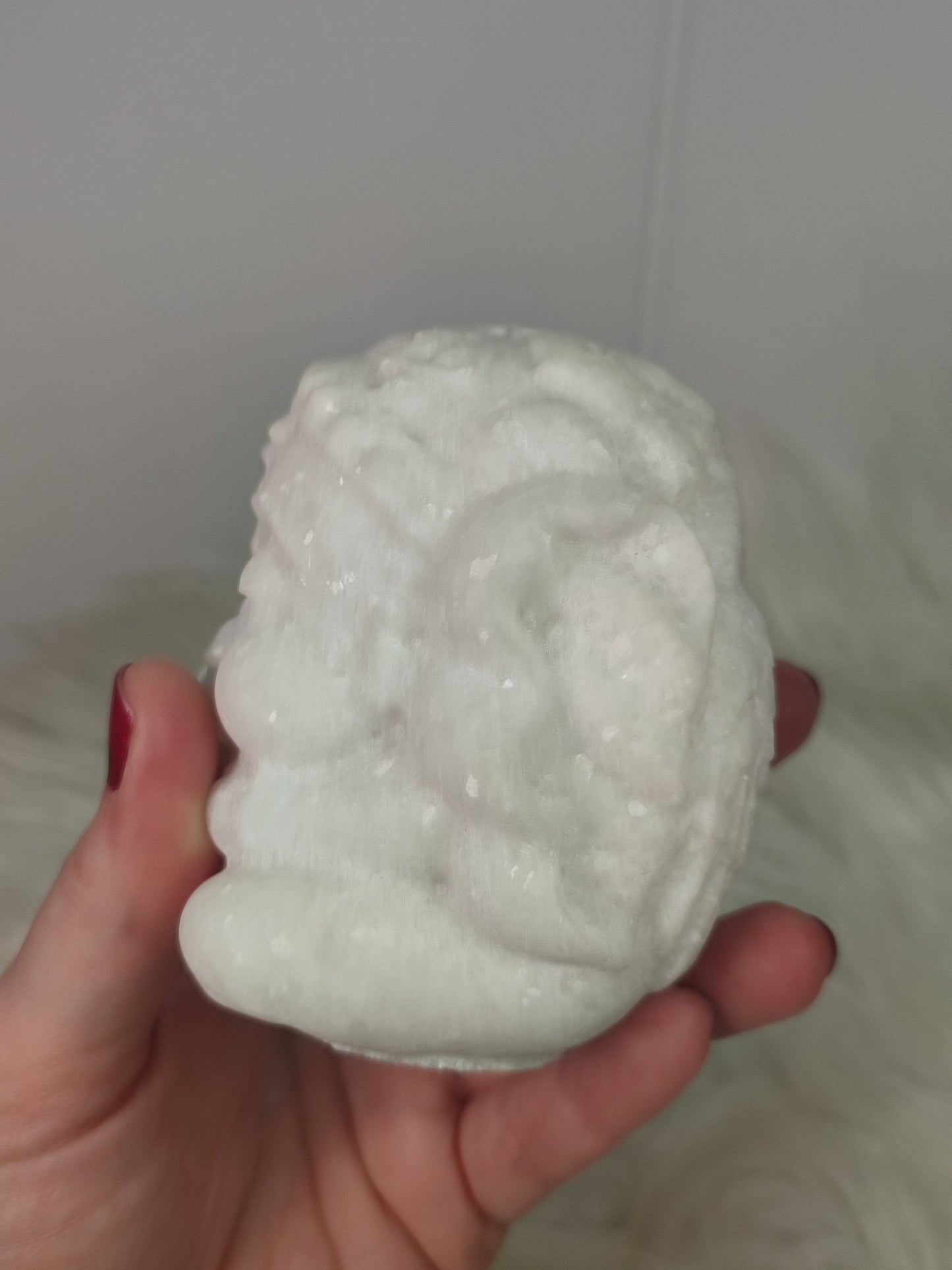 Ganesha tallada en jade blanco 747 gramos