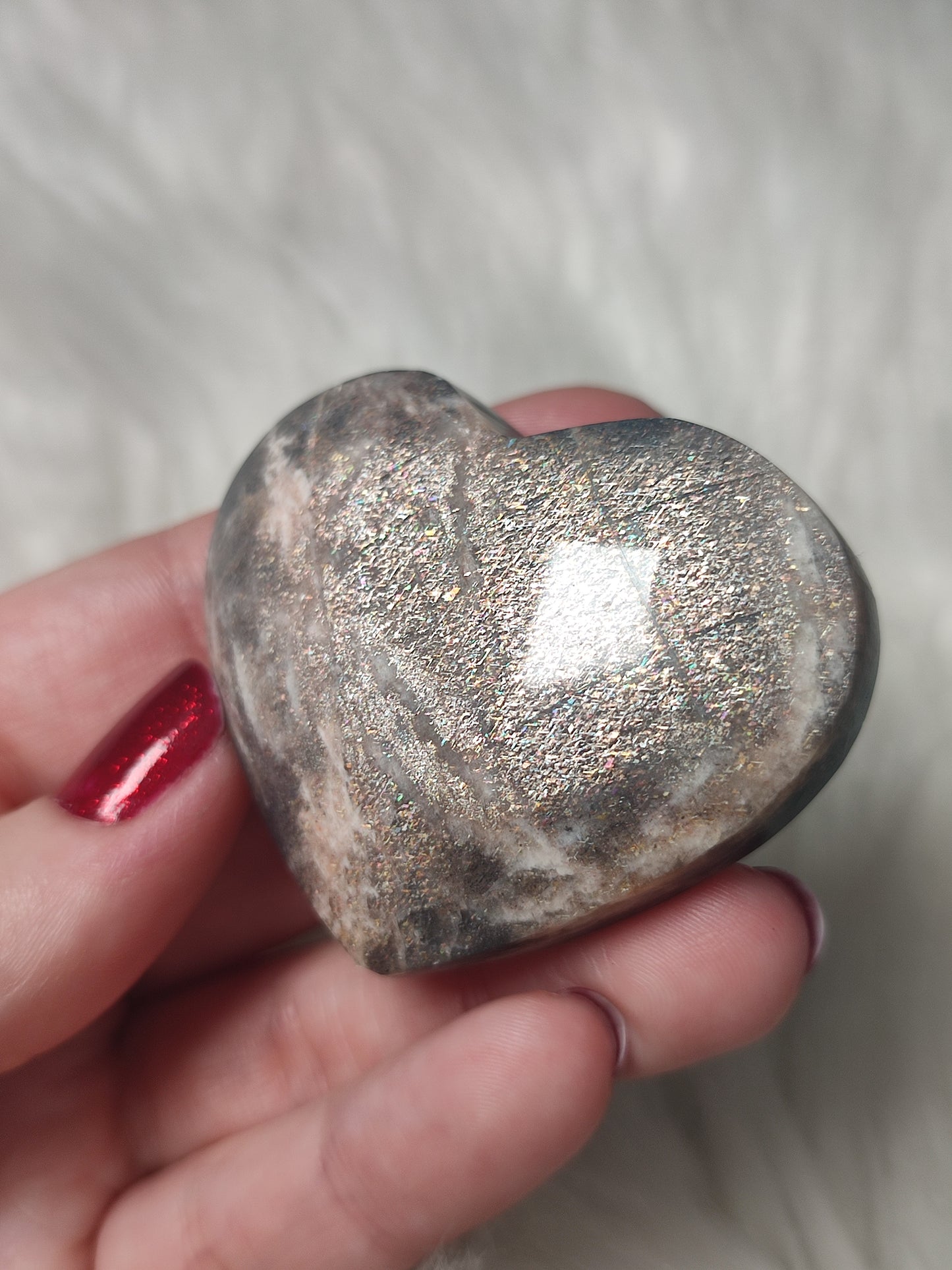 Corazón piedra luna negra latticce - Alta calidad
