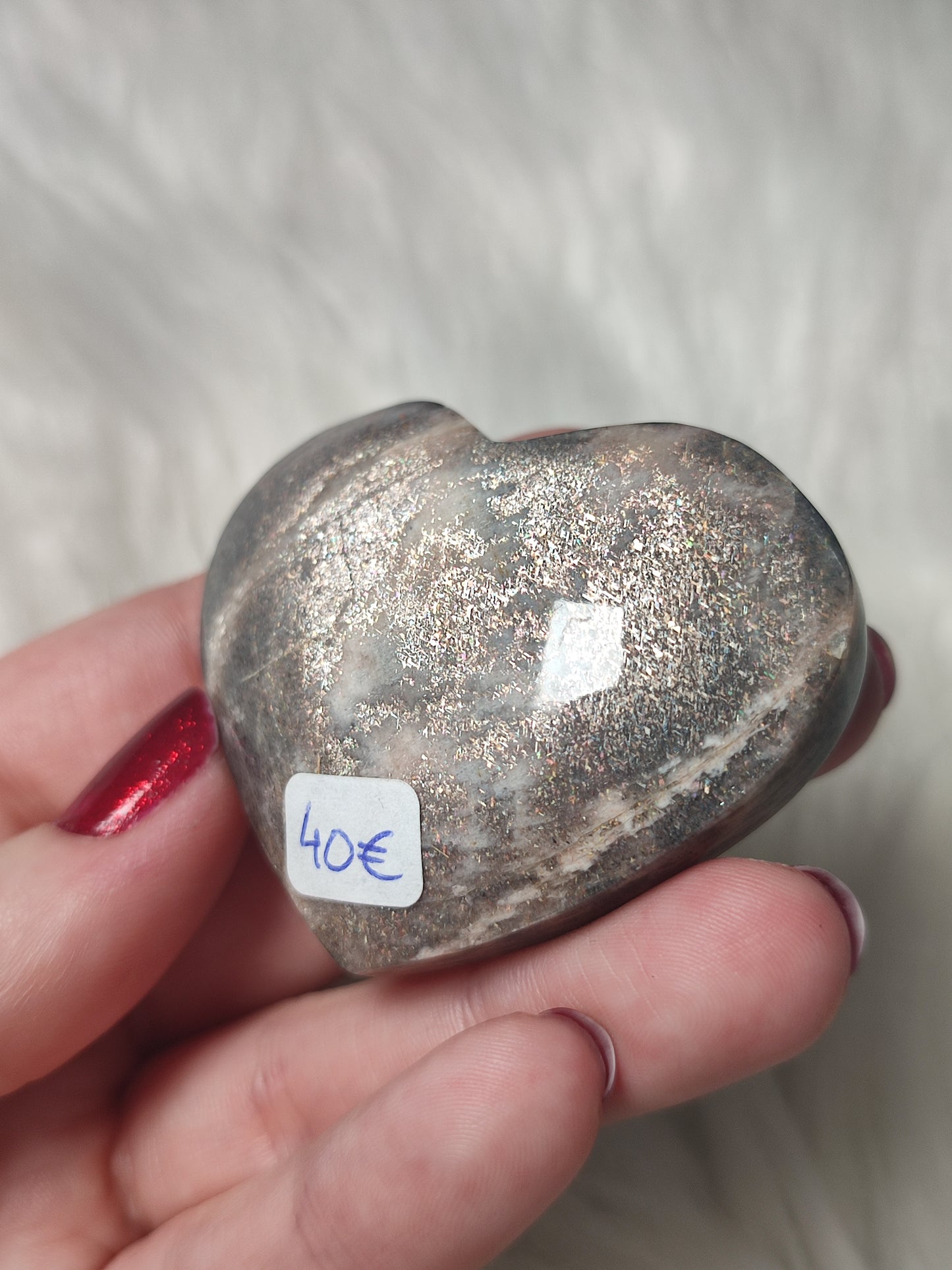 Corazón piedra luna negra latticce - Alta calidad