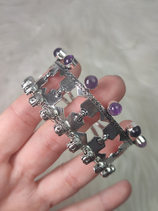 Brazalete baño de plata  con amatista - Buda