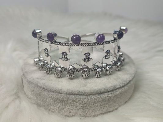 Brazalete baño de plata  con amatista - Buda