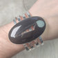 Maxi brazalete baño de plata  con ágata negra