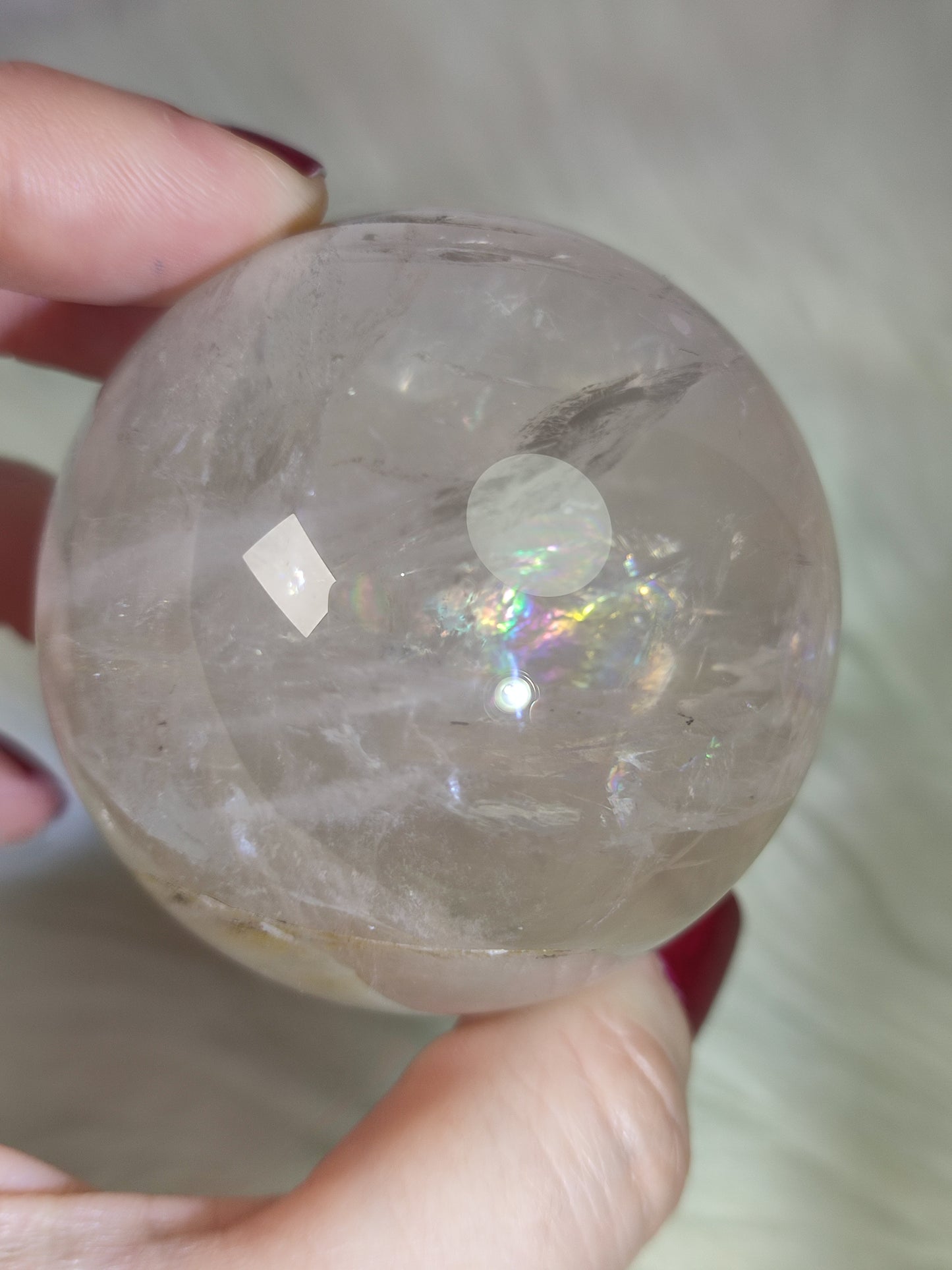 Esfera cuarzo Star con dendrita y arcoiris 275 gramos - VIDEO