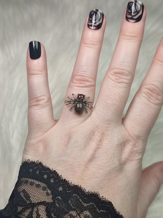 Anillo araña plata de ley 925 con rutilo n° 43