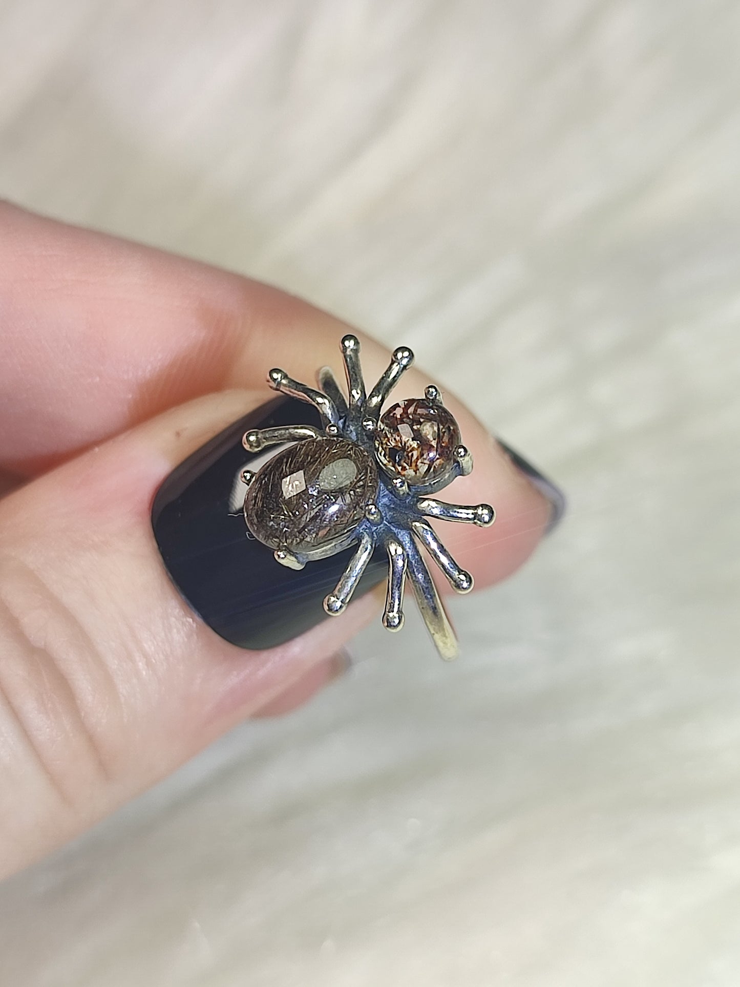 Anillo araña plata de ley 925 con rutilo n° 43