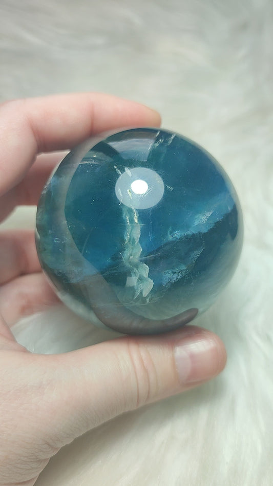 Esfera fluorita Azul alta calidad 415 gramos