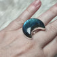 Anillo luna baño de plata con labradorita - Ajustable B25