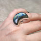 Anillo luna baño de plata con labradorita - Ajustable 202