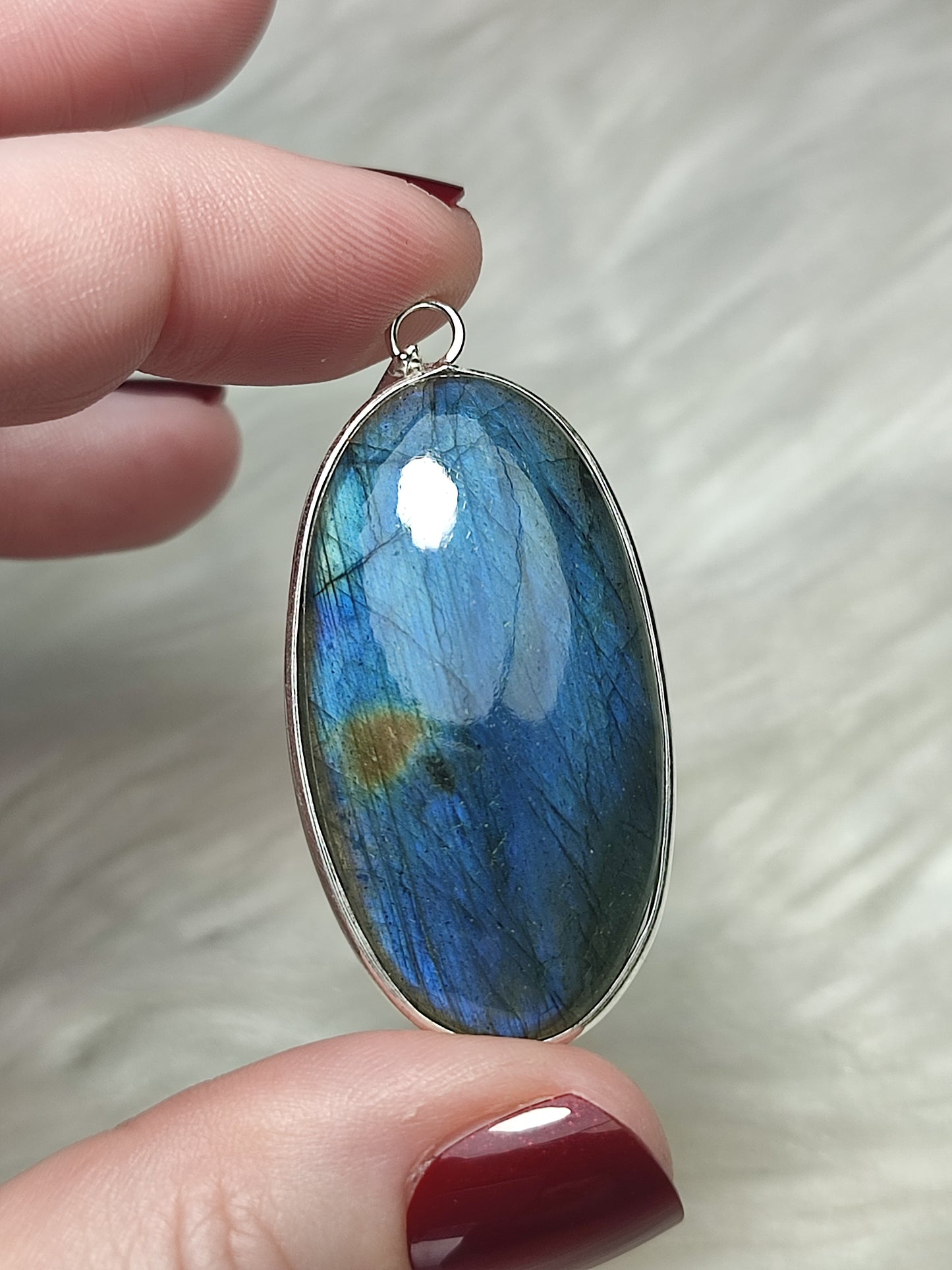 Colgante baño de plata con labradorita flash - N° 59