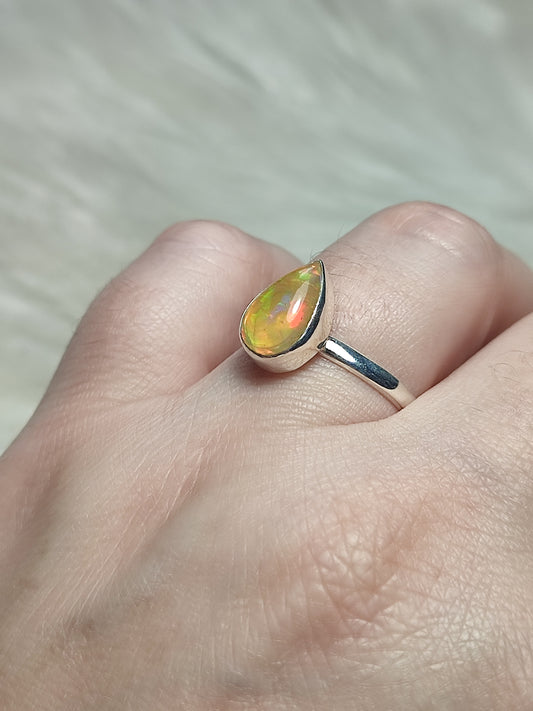 Anillo plata 925 con ópalo Etiope- ajustable n° 60
