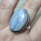 Anillo baño de plata con calcedonia azul - ref.44