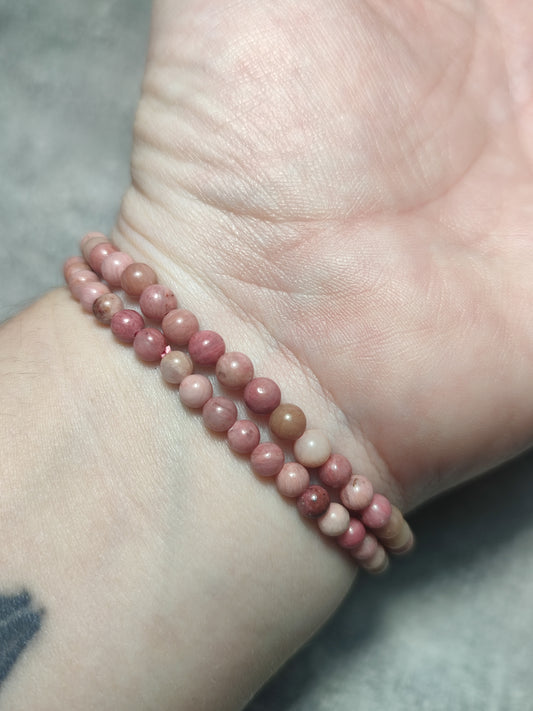 Pulsera elástica bolas 4 mm - Rodonita