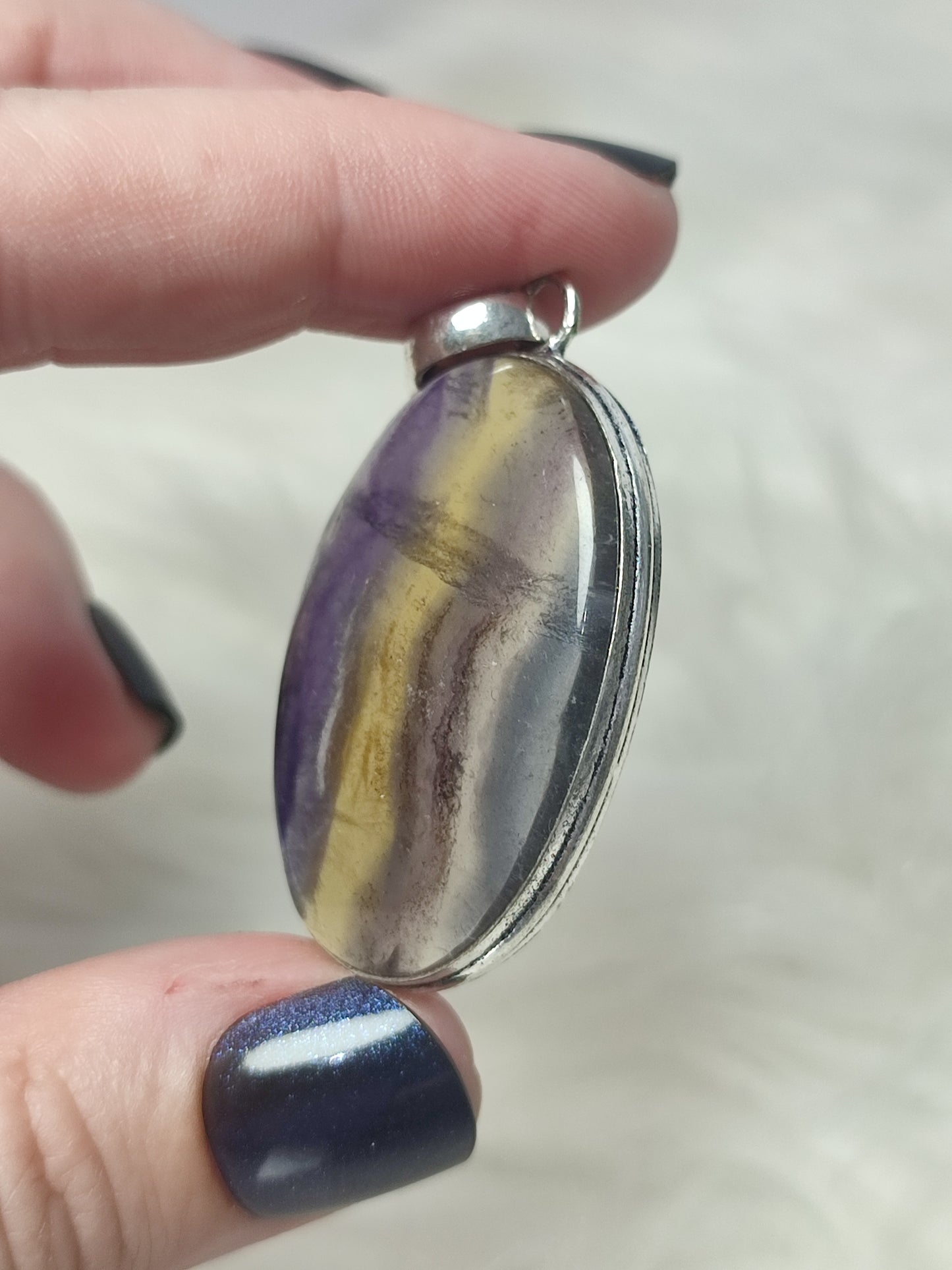 Conjunto baño de plata y flúorita multicolor