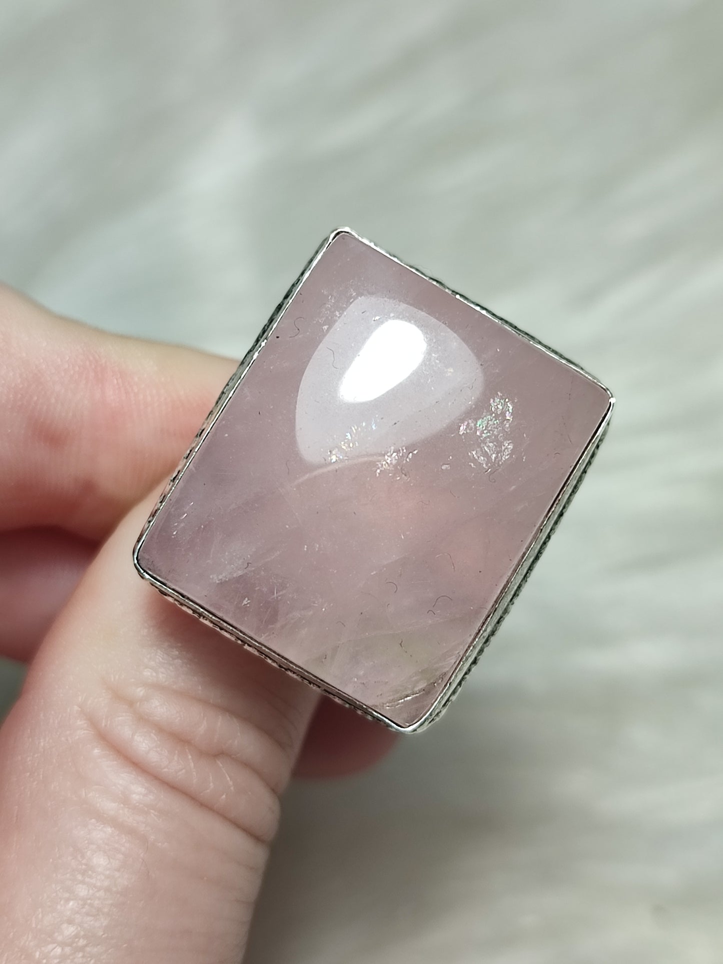 Anillo baño de plata con cuarzo rosa - ref.61
