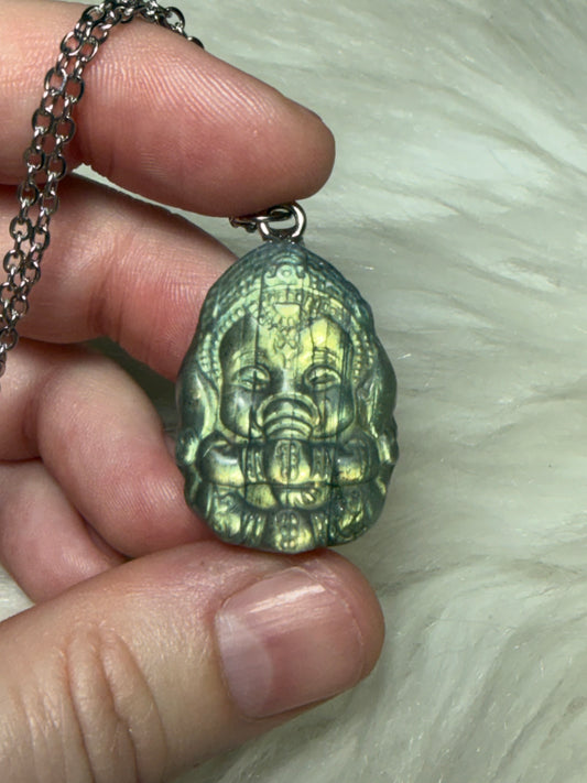 Collar Labradorita Ganesha - Mini Ganesh n°267