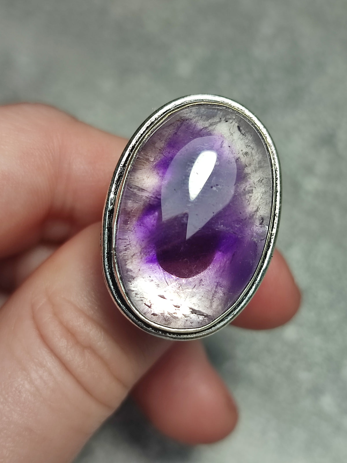 Anillo baño de plata con amatista n°9