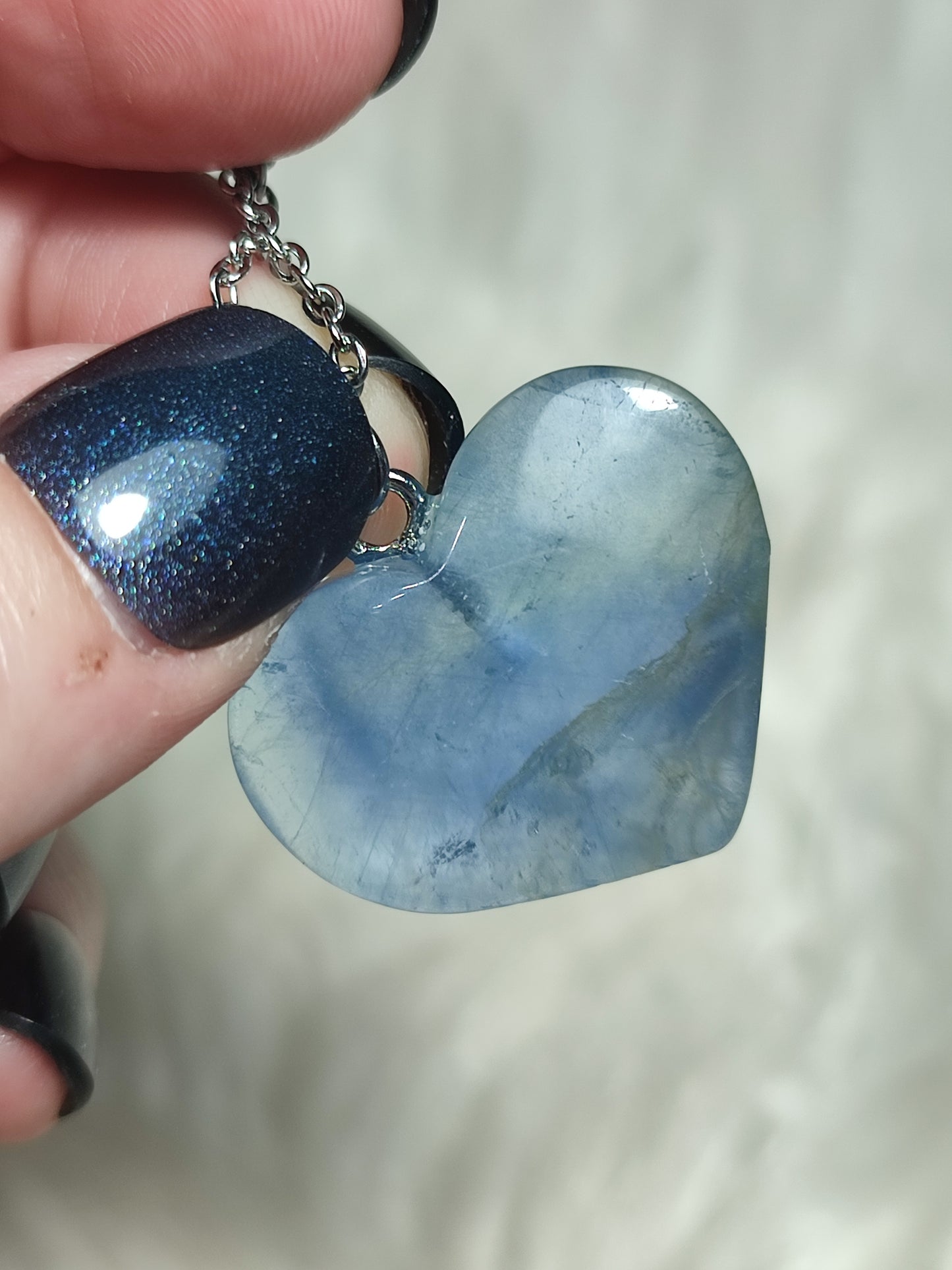 Collar fluorita azul - corazón 105