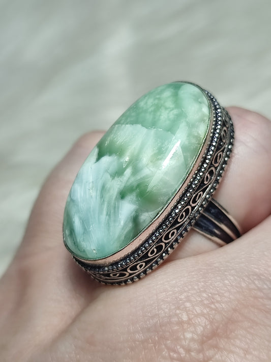 Anillo baño de plata con hemimorfita - ref.138