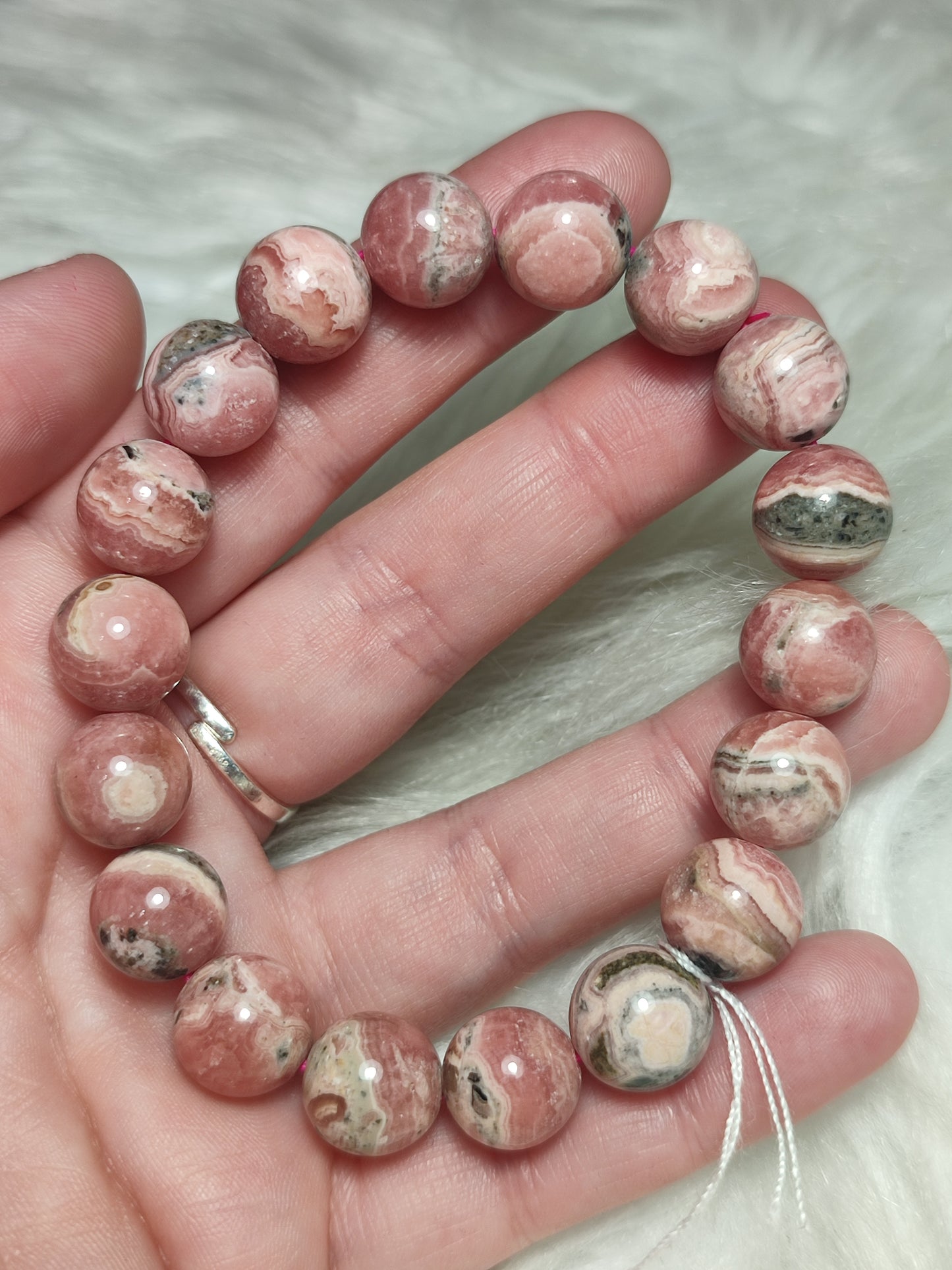 Pulsera unica esferas de rodocrosita extra 11 mm