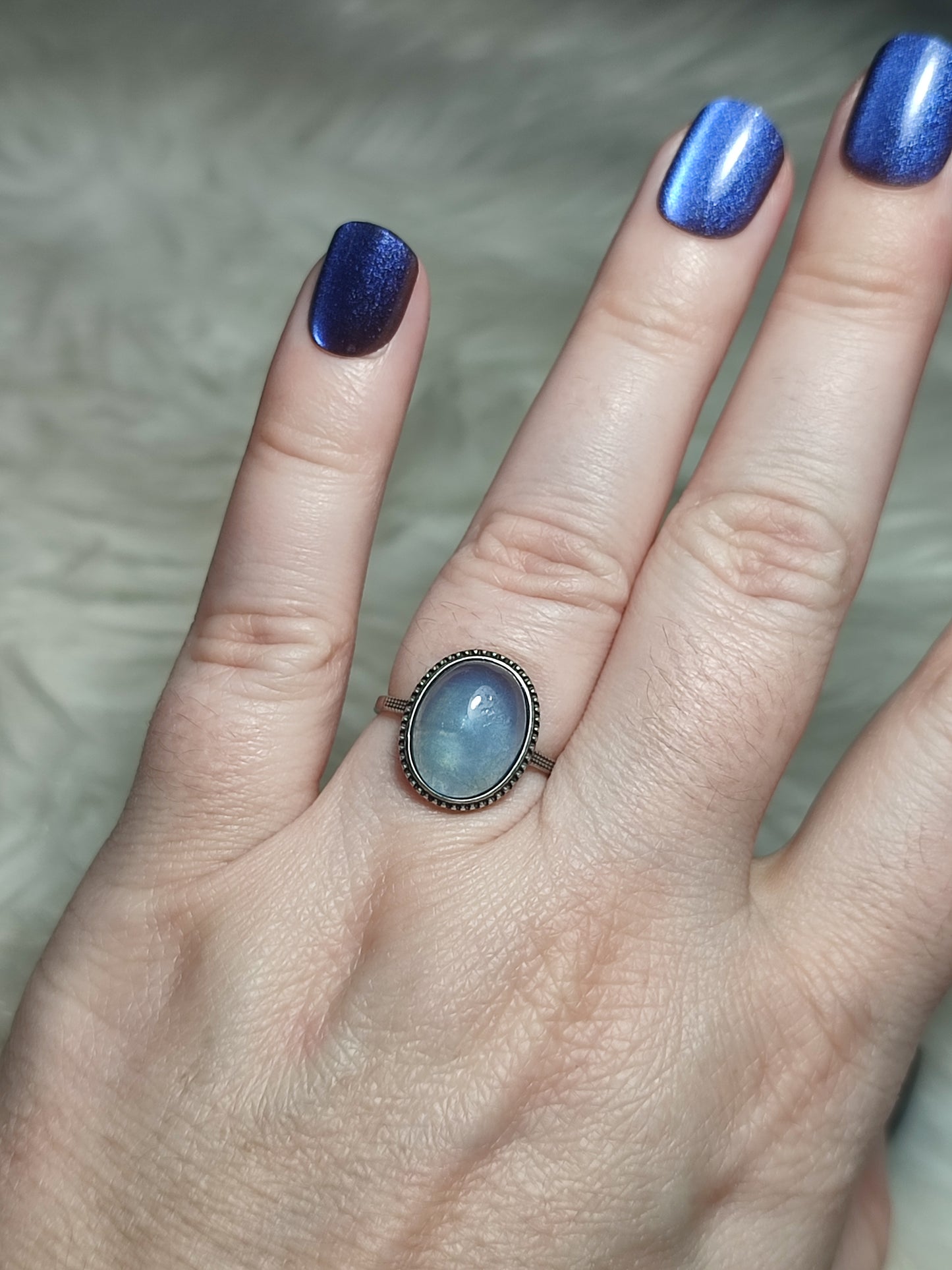 Anillo plata 925 con aguamarina alta calidad - ajustable n° 34
