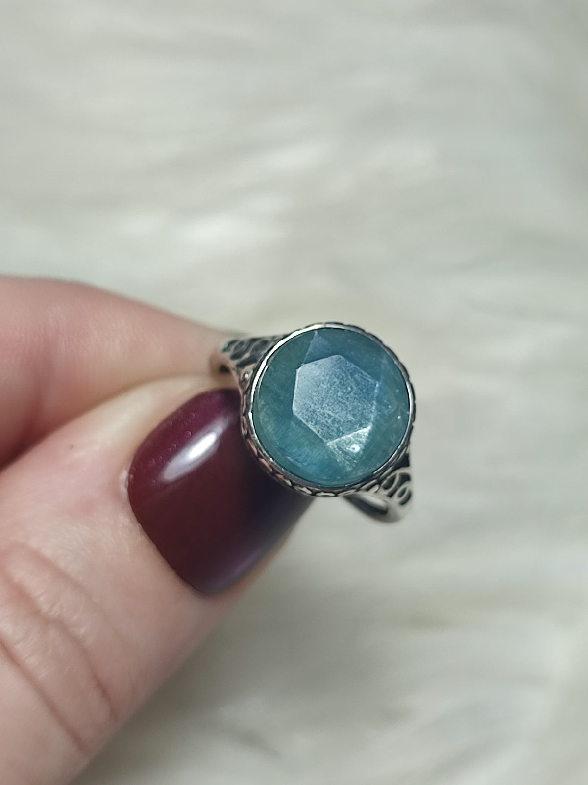 Anillo plata 925 con cianita azul - ajustable número 53