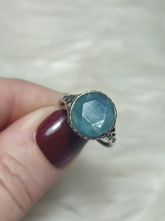 Anillo plata 925 con cianita azul - ajustable número 53