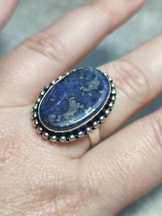 Anillo baño de plata con sodalita n°1