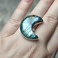 Anillo luna baño de plata con labradorita - Ajustable B26