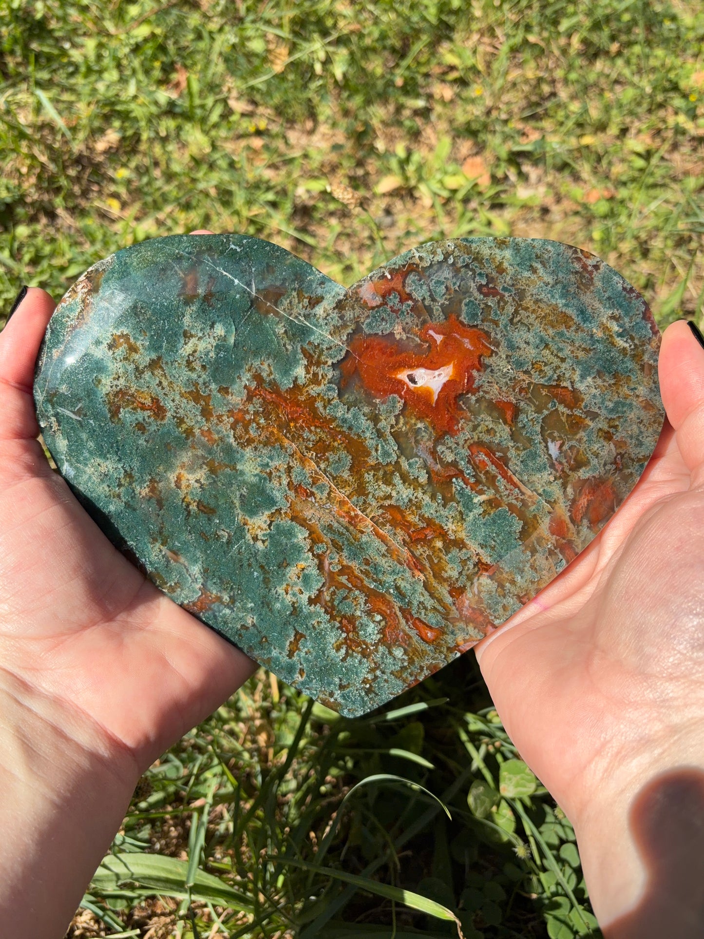Corazón Ágata musgo y cornalina 906 gramos