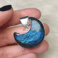 Colgante luna baño de plata con Labradorita n° 34