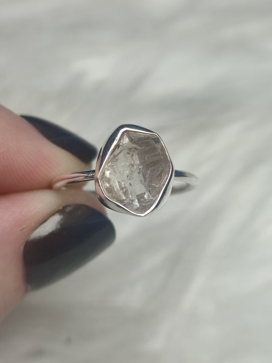 Anillo plata de ley 925 con herkimer - 18 mm diámetro