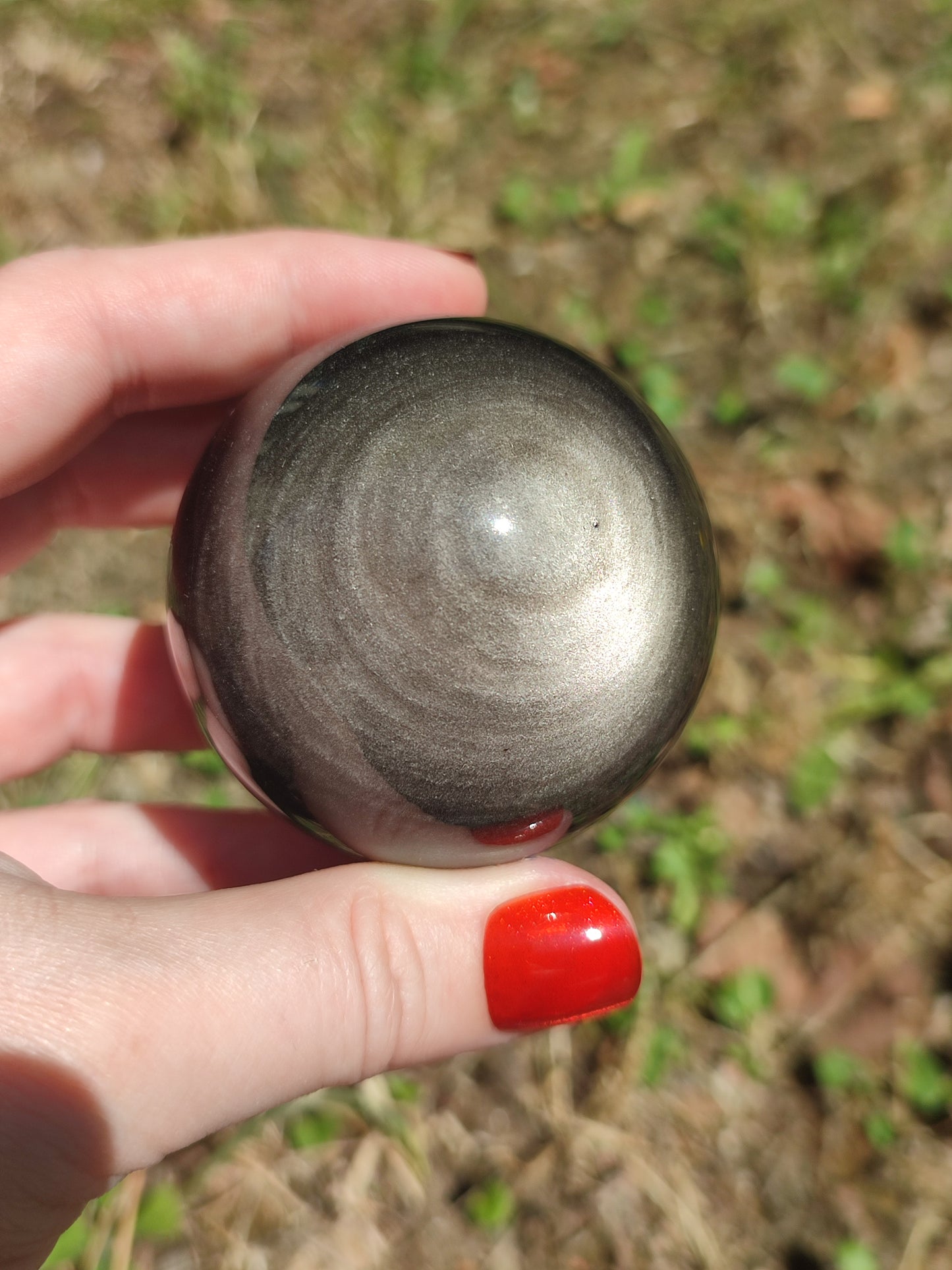 Esfera obsidiana plateada alta calidad - 251 gramos