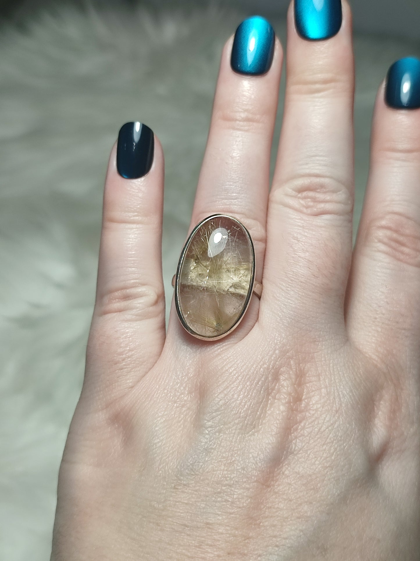 Anillo plata 925 con cuarzo rutilo - ajustable n° 5